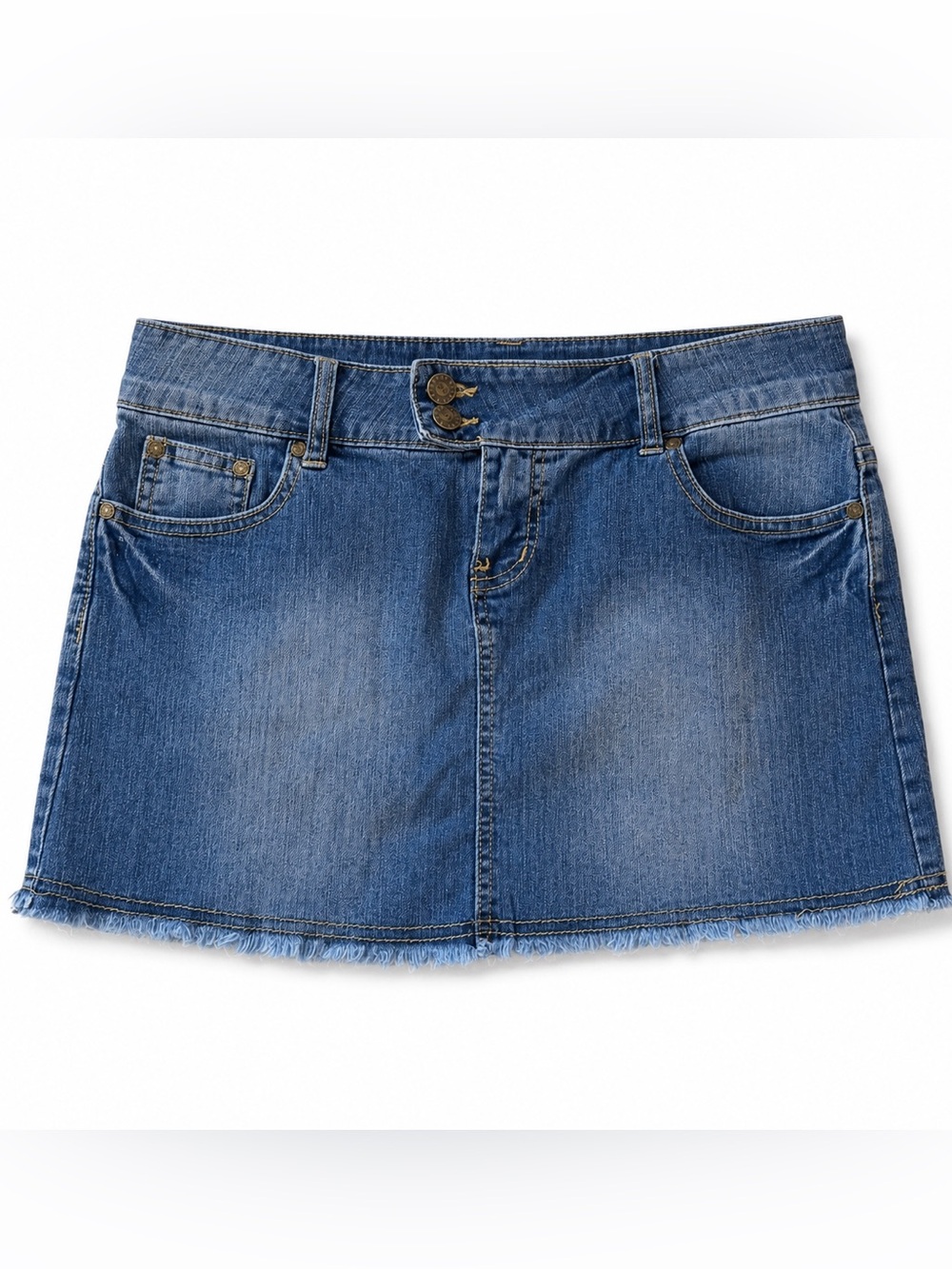 Y2K Low Rise Denim Mini Skirt Studded Rhinestone Back Pockets Size 9